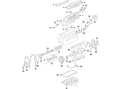 2018 GMC Savana 2500 Engine Parts, Mounts, Cylinder Head & Valves, Camshaft & Timing, Variable Valve Timing, Oil Pan, Oil Pump, Balance Shafts, Crankshaft & Bearings, Pistons, Rings & Bearings Dipstick Diagram for 12580069