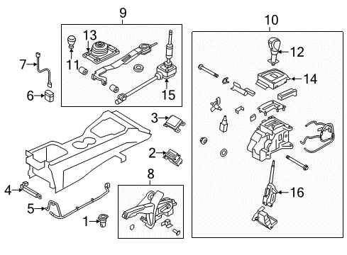 2013 Hyundai Genesis Coupe Gear Shift Control - AT Knob-GEARSHIFT Lever Diagram for 43711-2M400