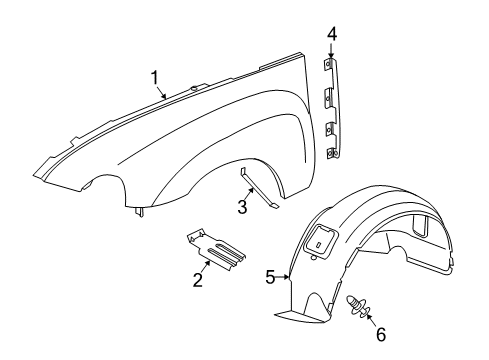 2005 Chevrolet SSR Fender & Components Fender Liner Diagram for 15774266