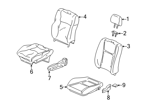 1996 Honda Civic Front Seat Components Pad & Frame, Left Front Seat Cushion Diagram for 81532-S01-A01