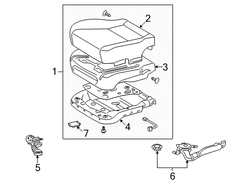 2012 Lexus LS600h Front Seat Components Front Seat Set Diagram for 71002-50Y72-A1