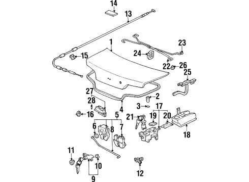 1999 Honda Prelude Bulbs Cable, Trunk Opener Diagram for 74880-S30-A00