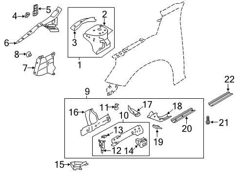 2020 Nissan Altima Structural Components & Rails Bracket Front Suspension Mounting, LH Diagram for G5151-6CAMA