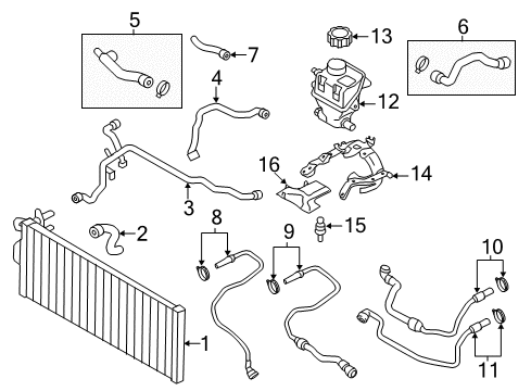 2014 BMW 750i xDrive Radiator & Components Radiator Coolant Hose Pipe Line Diagram for 17127619698