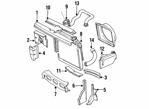 1994 Jeep Cherokee Radiator & Components, Radiator Support, Cooling Fan Engine Cooling Radiator Diagram for 52029118AC