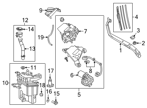 2019 Lexus LC500h Wiper & Washer Components Inlet Sub-Assembly, Wash Diagram for 85301-11010