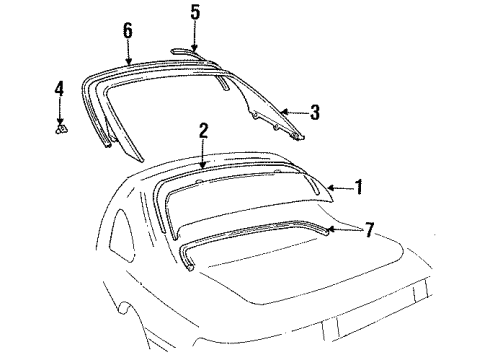 1992 Toyota MR2 Back Glass, Reveal Moldings Pad Diagram for 75956-17010