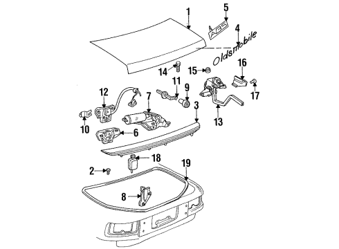 1993 Oldsmobile Achieva Trunk Lid Weatherstrip-Rear Compartment Lid Diagram for 22607039