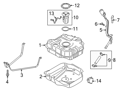 2014 Ford C-Max Fuel Supply Fuel Tank Diagram for FV6Z-9002-F