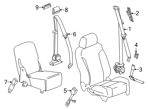 2018 Chevrolet Silverado 3500 HD Front Seat Belts Outer Buckle Diagram for 84531741