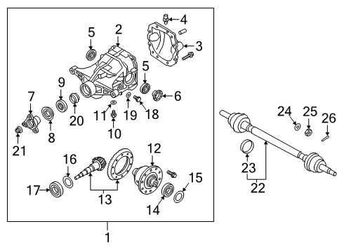 2019 Kia K900 Axle & Differential - Rear Carrier Assembly-DIFFERE Diagram for 530004J027