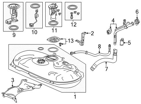 2014 Honda Accord Fuel Supply Set, Fuel Tank Complete Diagram for 17044-T3Z-A00