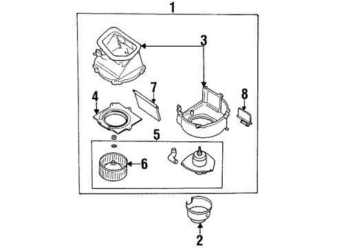 1998 Nissan 200SX Blower Motor & Fan Blower Assy-Front Diagram for 27200-8B700