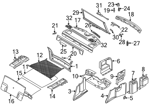 2000 BMW M5 Interior Trim - Rear Body Threaded Plug Diagram for 51468215809