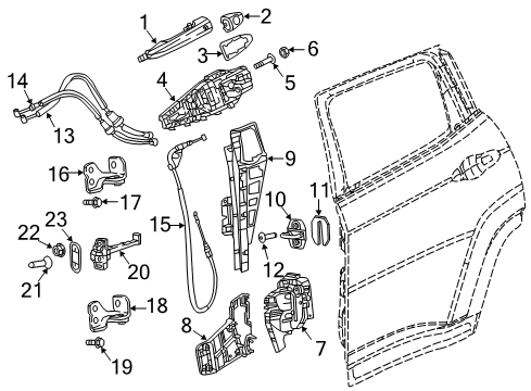 2017 Jeep Compass Rear Door - Lock & Hardware Cable-Outside Handle To Latch Diagram for 68242305AA