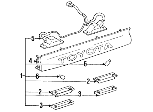 1992 Toyota Previa License Lamps License Lamp Diagram for 81270-28010