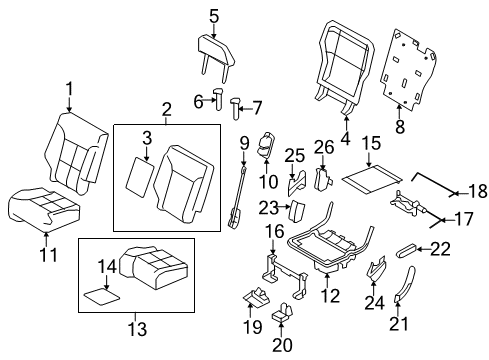 2014 Ford Edge Rear Seat Components Seat Cushion Pad Diagram for CT4Z-7863840-A