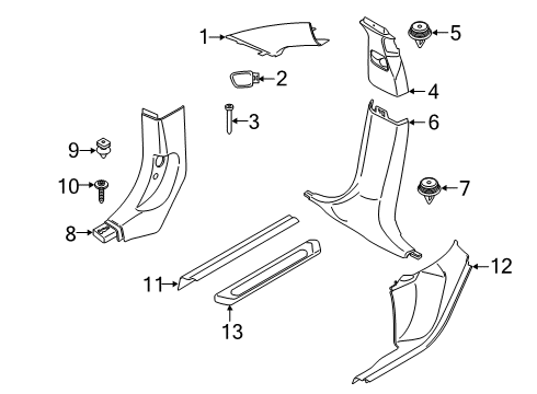 2022 BMW X4 Interior Trim - Pillars Cover, Column A Right Diagram for 51438072832