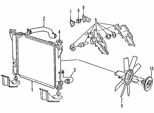 1998 Ford Explorer Cooling System, Radiator, Water Pump, Cooling Fan Fan Shroud Diagram for F87Z-8146-HA