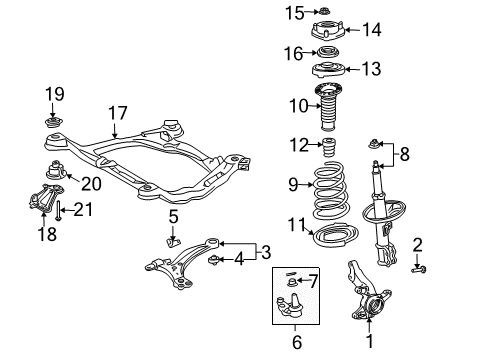 2009 Toyota Sienna Front Suspension Components, Lower Control Arm, Stabilizer Bar Coil Spring Diagram for 48131-AE033