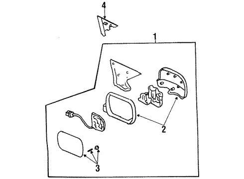1996 Honda Accord Outside Mirrors Mirror Assembly, Passenger Side Door (Eucalyptus Green Pearl) (R.C.) Diagram for 76200-SV5-A06ZK
