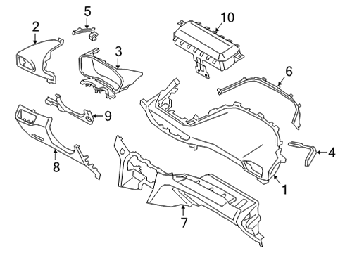 2021 Hyundai Santa Fe Cluster & Switches, Instrument Panel GARNISH-C/PAD, RH Diagram for 84795-S1000-XHH