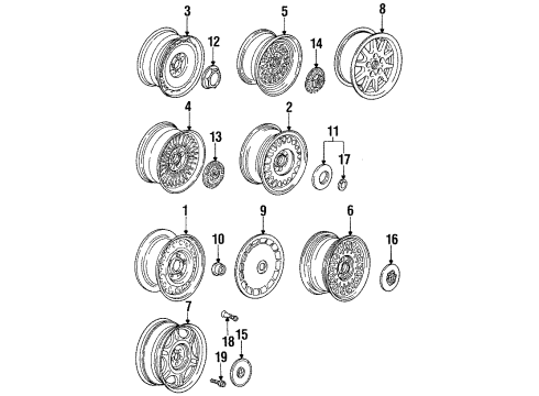 1994 BMW 750iL Wheels Hub Cap Diagram for 36131180293