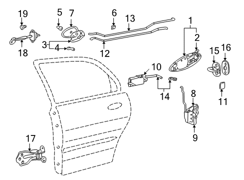 2001 Kia Optima Rear Door Door Outside Handle Assembly, Right Diagram for 836603C000XX