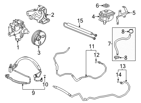 2018 Cadillac XTS P/S Pump & Hoses, Steering Gear & Linkage Power Steering Pump Diagram for 13582209