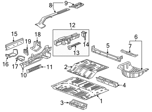 2021 Buick Enclave Rear Floor & Rails Upper Rail Diagram for 84277152