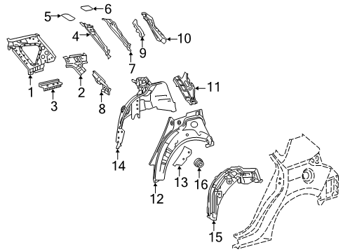 2018 Toyota Corolla iM Inner Structure - Quarter Panel Inner Wheelhouse Diagram for 61607-12C60