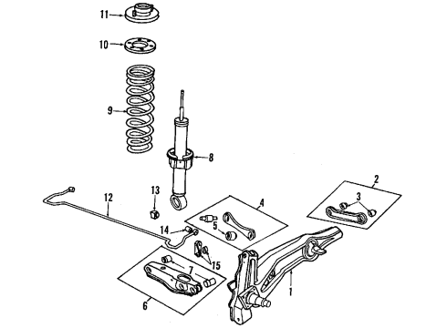 1989 Honda Civic Rear Suspension Components, Lower Control Arm, Upper Control Arm, Stabilizer Bar Spring, Rear Diagram for 52441-SH9-003