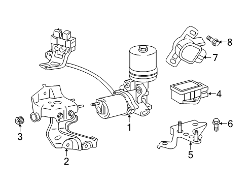 2012 Toyota Camry ABS Components Yaw Sensor Bracket Diagram for 89189-33010