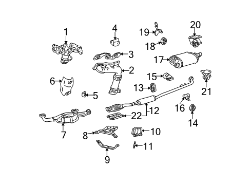 2000 Toyota Avalon Exhaust Components Muffler W/Tailpipe Diagram for 17430-0A181