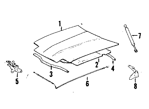 1985 Toyota Celica Hood & Components Hood Support Assembly, Left Diagram for 53450-19015