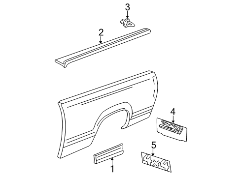 2005 GMC Sierra 1500 HD Exterior Trim - Pick Up Box Upper Molding Diagram for 15932238