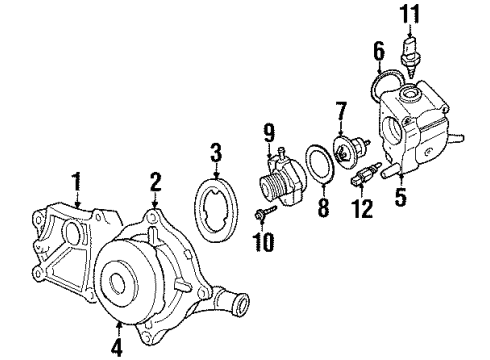 1999 Mercury Cougar Powertrain Control Thermostat Housing Diagram for HS4Z-8A586-A