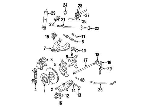 1992 Isuzu Pickup Front Suspension Components, Lower Control Arm, Upper Control Arm, Stabilizer Bar Pin Fulcrum, Up Diagram for 8-94173-352-3