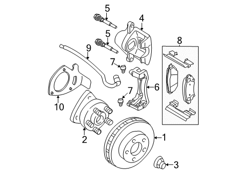 2004 Chevrolet Monte Carlo Front Brakes Caliper Support Bushing Diagram for 18046665