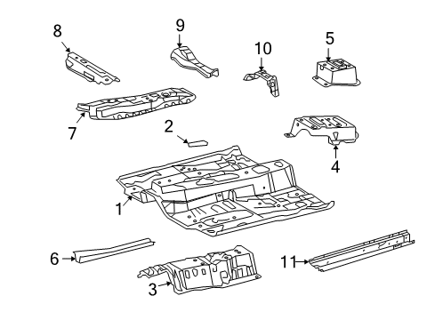 2010 Toyota Matrix Pillars, Rocker & Floor - Floor & Rails Rear Crossmember Diagram for 57459-12010
