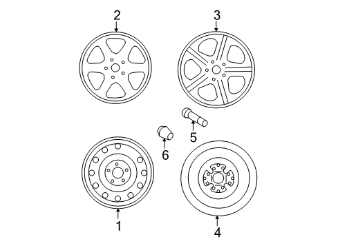 2010 Hyundai Sonata Wheels 17 5-Spoke Wheel Rim Diagram for 52910-3K340