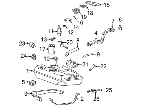 2000 Hyundai Accent Senders Neck Assembly-Fuel Filler Diagram for 31041-25500