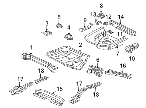 2004 Lexus ES330 Rear Body - Floor & Rails Pan, Center Floor Diagram for 58211-33141