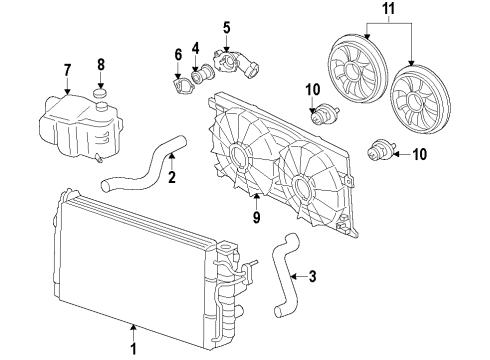 2010 Pontiac Vibe Cooling System, Radiator, Water Pump, Cooling Fan Fan Motor Diagram for 88975772