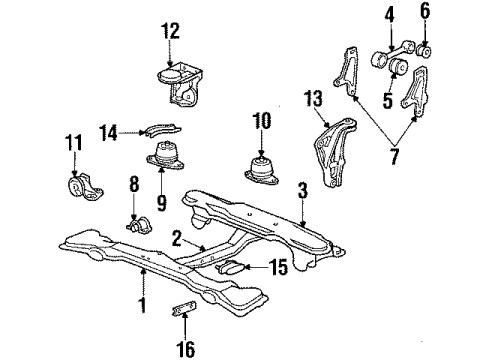 1987 Acura Legend Engine & Trans Mounting Bracket, Rear Engine Mounting (Mt) Diagram for 50827-SK2-010