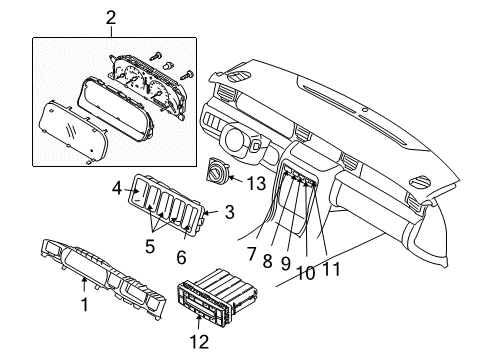 2004 Kia Amanti A/C & Heater Control Units Cluster Assembly-Instrument Diagram for 940013F400