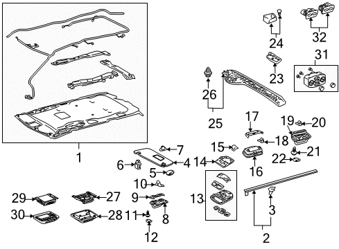 2007 Toyota Sienna Interior Trim - Roof Headliner Diagram for 63301-08330-B0