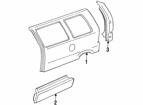 1989 Ford Aerostar Side Panel & Components Lock Diagram for E99Z1128616A