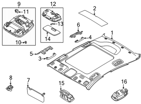 2021 Hyundai Sonata Bulbs Room Lamp Assembly Diagram for 92850-L1000-MMH