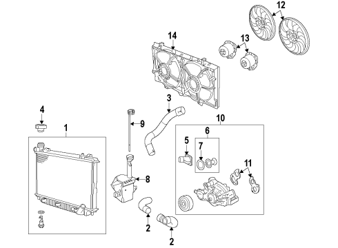 2013 Chevrolet Caprice Cooling System, Radiator, Water Pump, Cooling Fan Fan Motor Diagram for 19355766